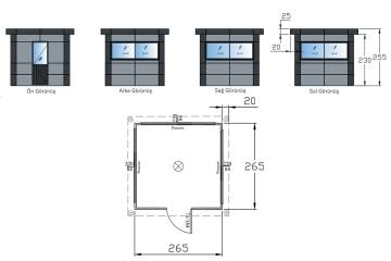 265X265 Kompozit Kabin Teknik Çizimi